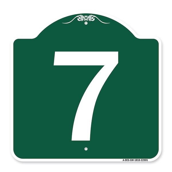 Signmission Designer Series Sign-Sign W/ Number 7, Green & White Aluminum Sign, 18" x 18", GW-1818-22901 A-DES-GW-1818-22901 - main